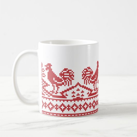 Rooster-Kreuzstich Kaffeetasse (Links)
