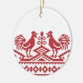 Rooster-Kreuzstich Keramik Ornament (Links)