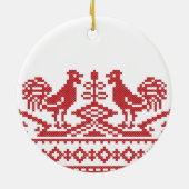 Rooster-Kreuzstich Keramik Ornament (Hinten)