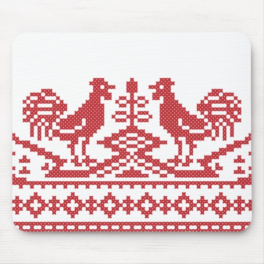 Rooster-Kreuzstich Mousepad (Vorne)