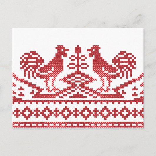 Rooster-Kreuzstich Postkarte (Vorderseite)