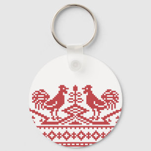 Rooster-Kreuzstich Schlüsselanhänger