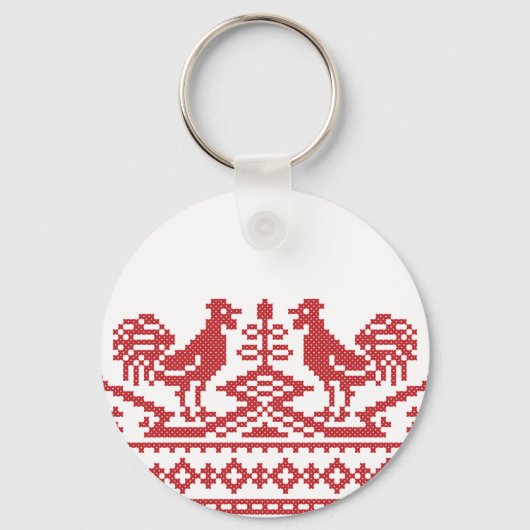 Rooster-Kreuzstich Schlüsselanhänger (Vorderseite)