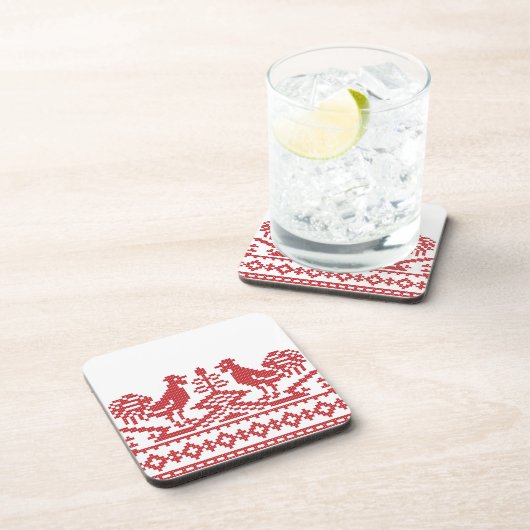 Rooster-Kreuzstich Untersetzer (Rechte Seite)