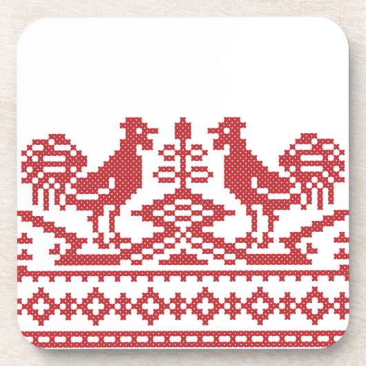 Rooster-Kreuzstich Untersetzer (Vorderseite)