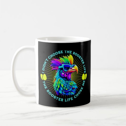 Rooster Life Funny Retroster Chicken Zitat Kaffeetasse (Links)
