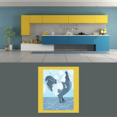 Rooster Light Blue Kitchen Wand an Wand - Poster