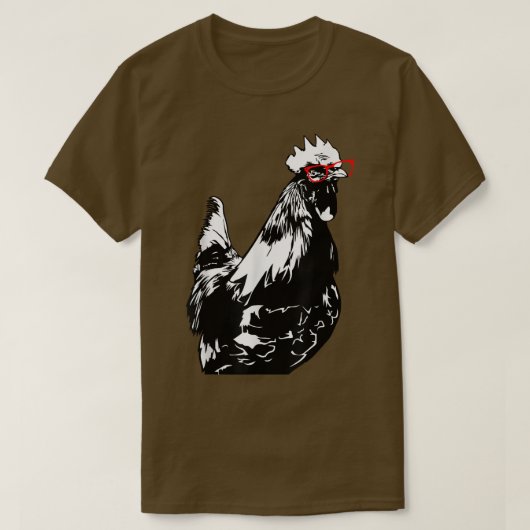 Rooster mit Brille Hühner-Bauer T-Shirt (Design vorne)
