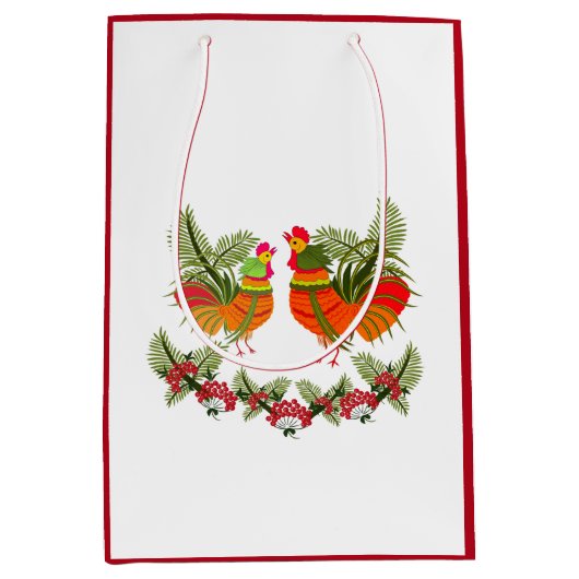 Rooster mit Henne Mittlere Geschenktüte (Vorderseite)