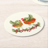 Rooster mit Henne Runder Pappuntersetzer (Angewinkelt)