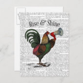 Rooster mit Loudhailer 2 Postkarte (Vorne/Hinten)