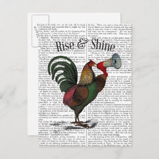 Rooster mit Loudhailer 2 Postkarte (Vorne/Hinten)