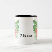 Rooster mit Personalisierten Blume Zweifarbige Tasse (Mittel)