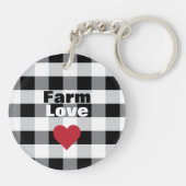 Rooster mit Schwarz-weißem Karo Schlüsselanhänger (Rückseite)