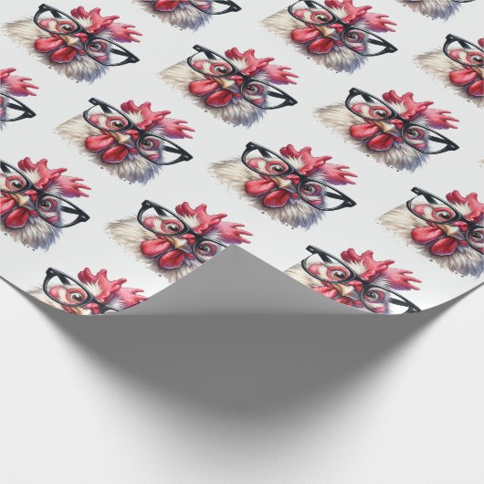Rooster mit schwarzer Brille Geschenkpapier (Ecke)