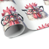 Rooster mit schwarzer Brille Geschenkpapier (Rolleneckpunkt)