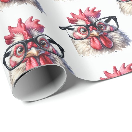 Rooster mit schwarzer Brille Geschenkpapier (Rolleneckpunkt)