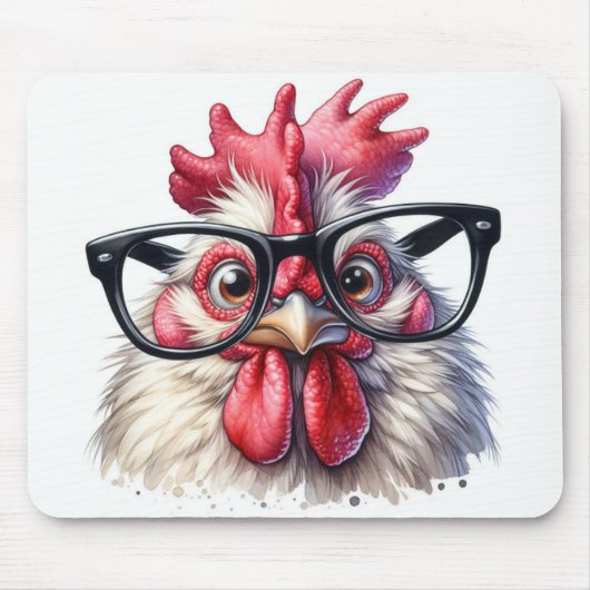 Rooster mit schwarzer Brille Mousepad (Vorne)