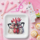 Rooster mit schwarzer Brille Pappteller (Party)