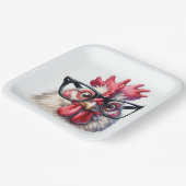 Rooster mit schwarzer Brille Pappteller (Gewinkelt)