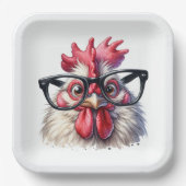 Rooster mit schwarzer Brille Pappteller (Vorderseite)