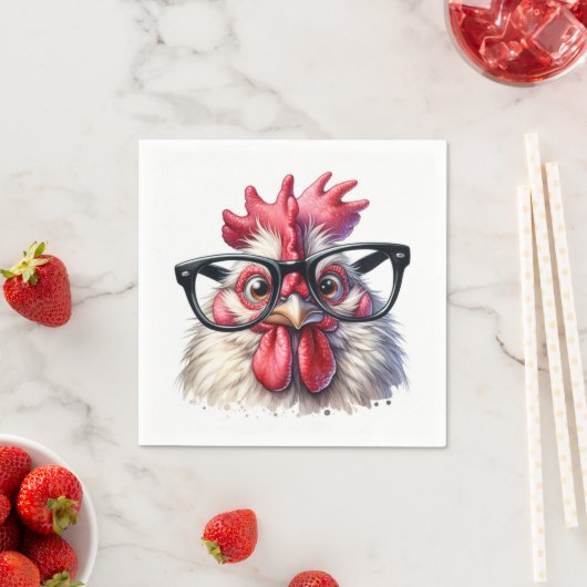 Rooster mit schwarzer Brille Serviette (Beispiel)