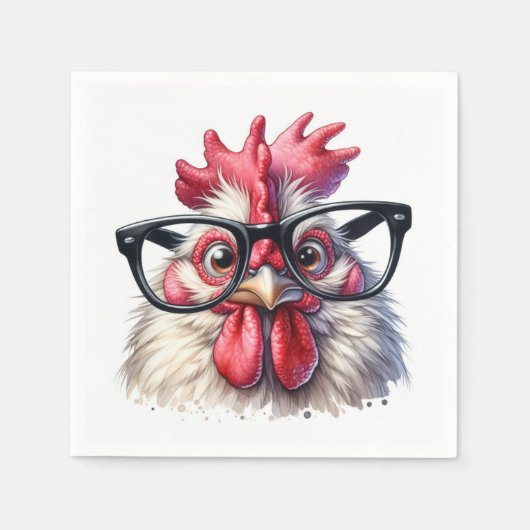 Rooster mit schwarzer Brille Serviette (Vorderseite)