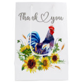 Rooster mit Sonnenblumen Kunst und Kultur Mittlere Geschenktüte (Rückseite)
