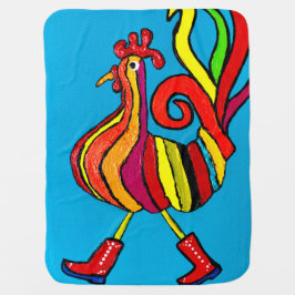 Rooster mit Stiefeln - Baby Blanket Babydecke