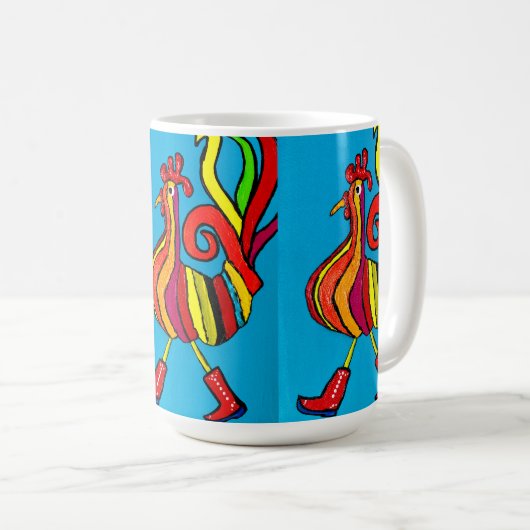 Rooster mit Stiefeln Kaffee Tasse (VorderseiteRechts)