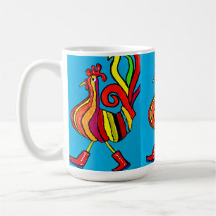 Rooster mit Stiefeln Kaffee Tasse