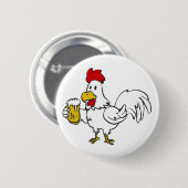 Rooster mit Tasse | Hintergrundfarbe auswählen Button (Vorne & Hinten)