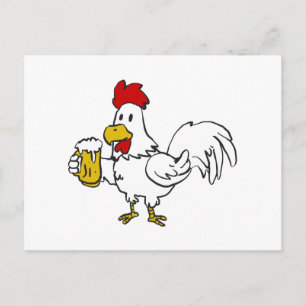 Rooster mit Tasse   Hintergrundfarbe auswählen Postkarte