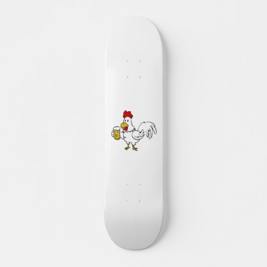 Rooster mit Tasse | Hintergrundfarbe auswählen Skateboard (Vorne)
