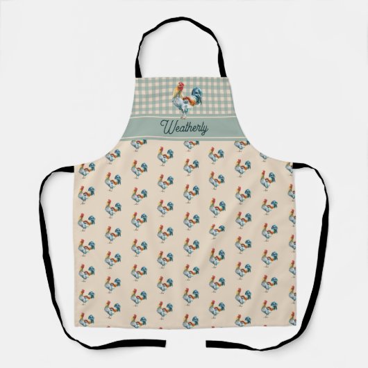 Rooster Monogram für rustikale Karo | Name Schürze (Vorderseite)