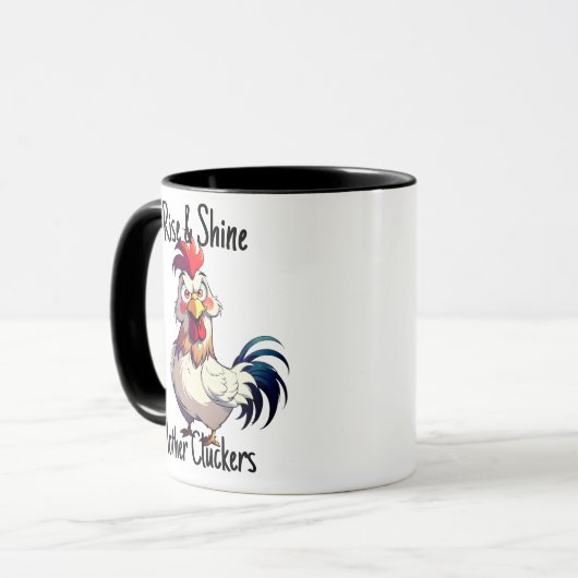 Rooster Morgenaufruf von Rise & Shine Mother Cluck Tasse (Vorderseite Links)