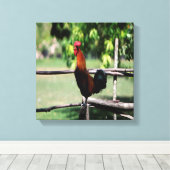 Rooster Morning Leinwanddruck (Insitu (Holzboden))