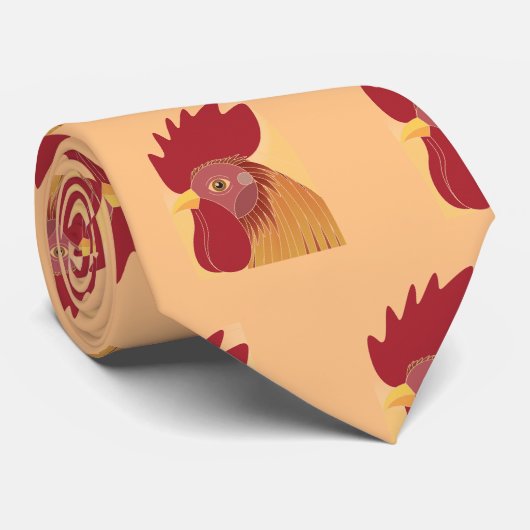 Rooster Necktie Krawatte (Gerollt)