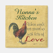 Rooster Nonnas Kitchen Kühlschrank Magnet (Vorne)