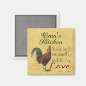 Rooster Omas Kitchen Kühlschrank Magnet (Vorderseite/Rückseite)