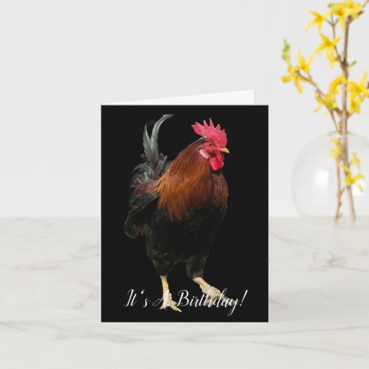 ROOSTER ON BLACK PHOTO BIRTHDAY GREETING CARD KARTE (Gelbe Blume)