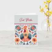 Rooster Orange Yellow Turquoise God Påske Karte (Gelbe Blume)