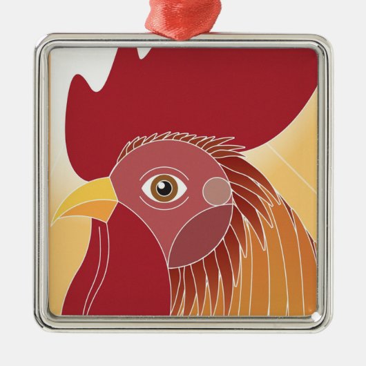 Rooster Ornament Aus Metall (Vorne)