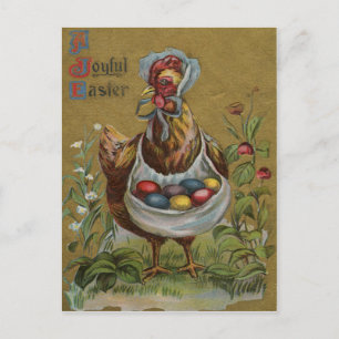 Rooster Osterfarbene Blume Eizellen Bonnet Feiertagspostkarte