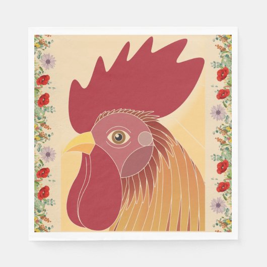 Rooster Paper Napkin Serviette (Vorderseite)