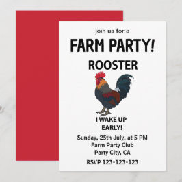 Rooster Petting Zoo Ich Weckte Frühe Funny Rooster Einladung