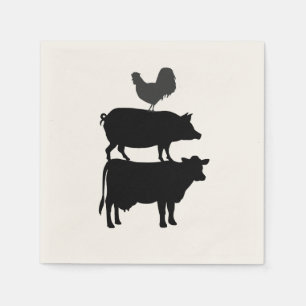 Rooster Pig Cow Barnyard Party Paper Napkin Serviette