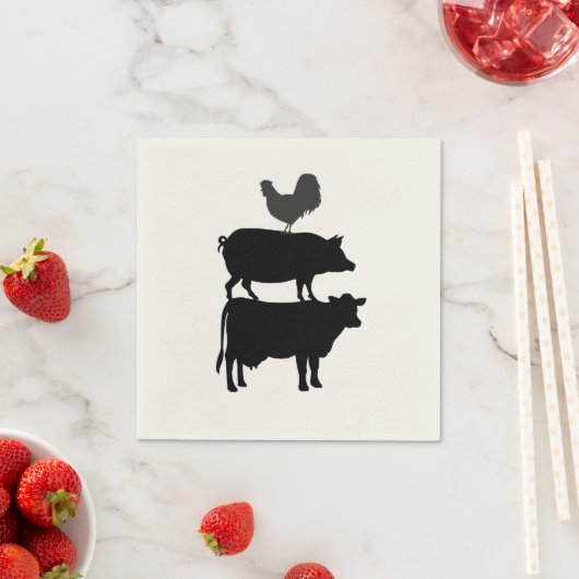 Rooster Pig Cow Barnyard Party Paper Napkin Serviette (Beispiel)
