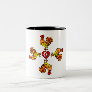Rooster Pinwheel Zweifarbige Tasse