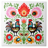 Rooster Polish Folk Tile Fliese (Vorderseite)